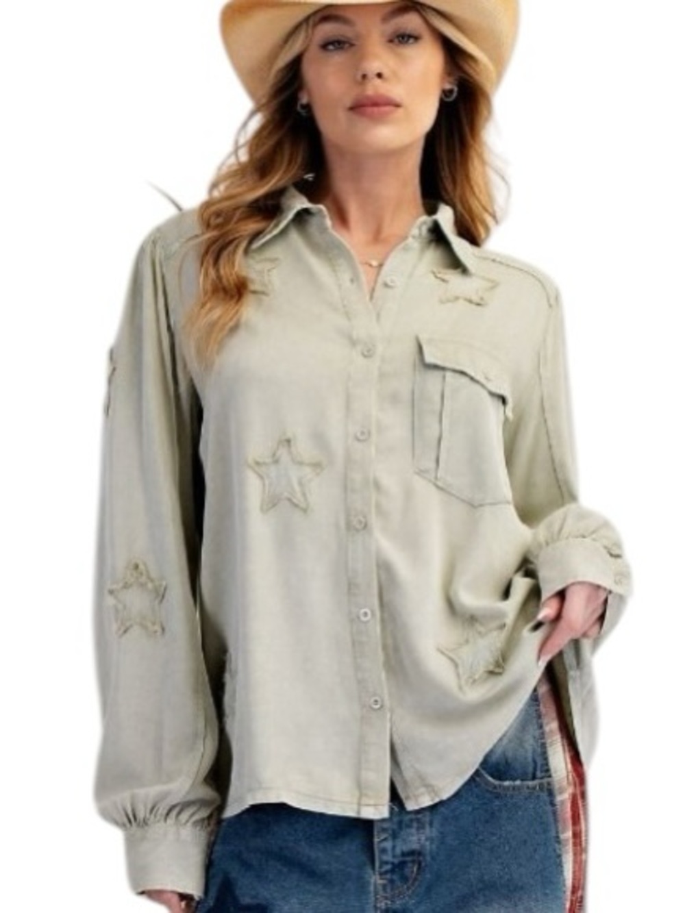 0870:  EASEL NWT TOP LT SAGE (H18)